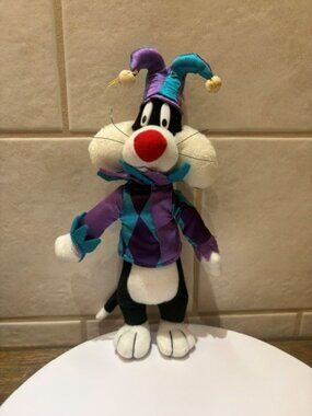 Warner Bros. 1997 Sylvester the Cat Jester 11" Looney Tunes Stuffed Plush